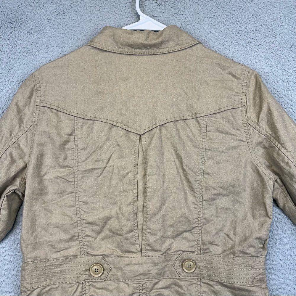 Eddie Bauer Shirt Jacket Womens Medium Beige Linen Blend Chore Field Outdoor‎ - Picture 6 of 12